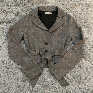 Forever 21 Womens Black and Gray Tweed Textured Jacket